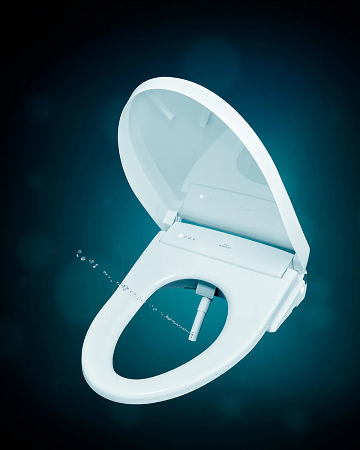 Washlet bidet seat isolated on dark blue background