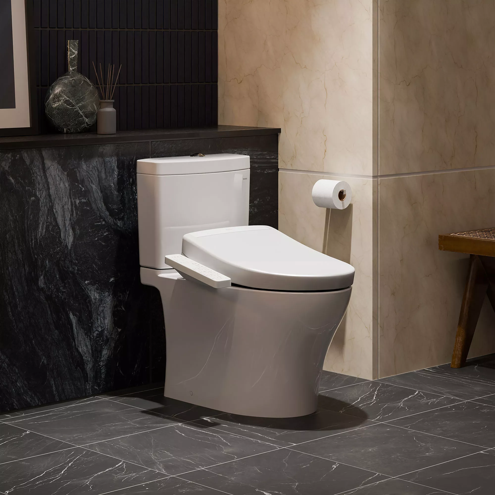 WASHLET S2 by TOTO: entry-level bidet with side panel, unlimited warm cleansing, and energy-saving tankless design.