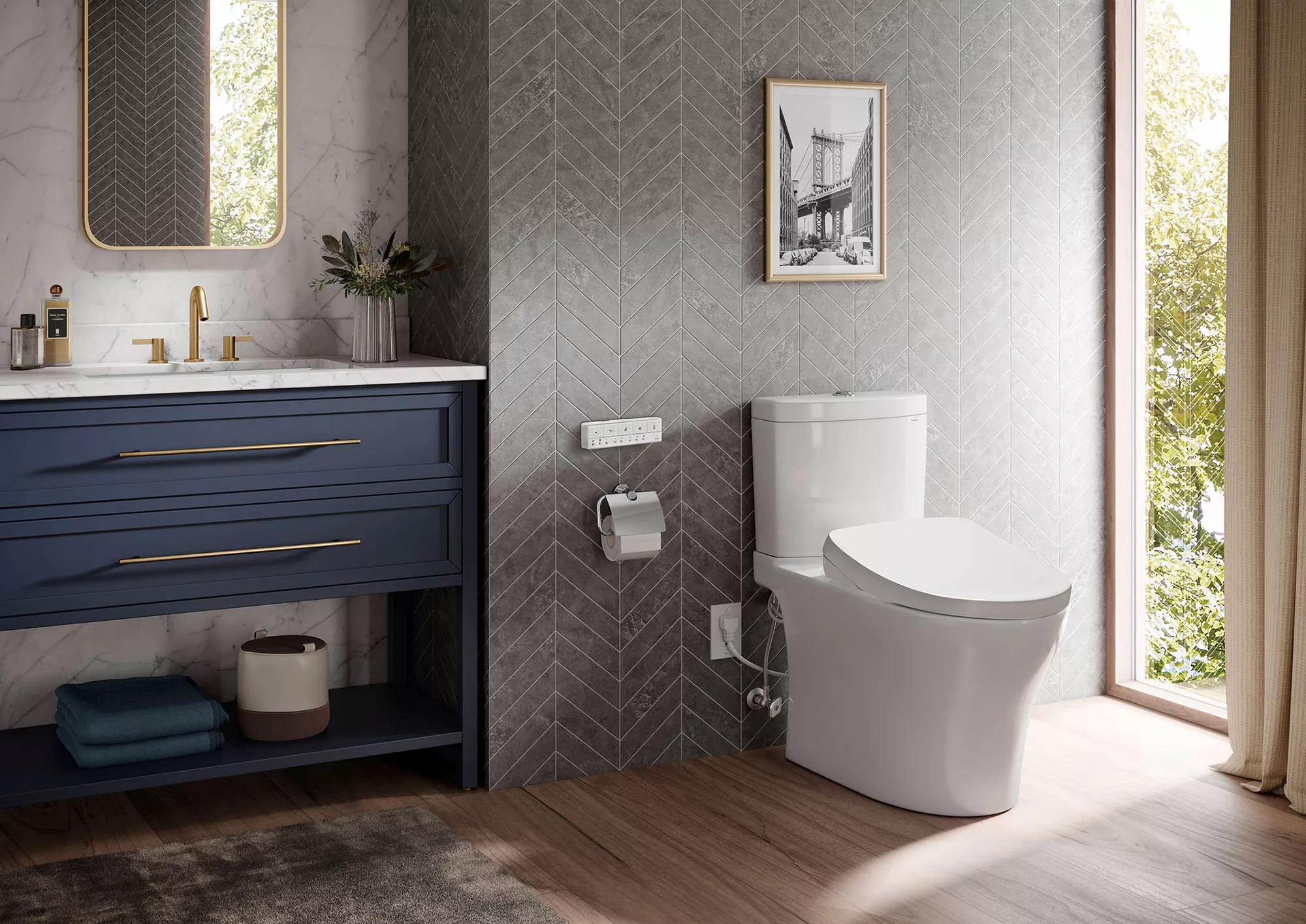 TOTO WASHLET+ S7A bidet toilet featuring CLEAN SYNERGY technologies for a clean that’s automatic, consistent and sustainable.