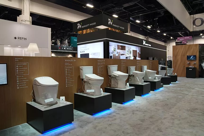 Lineup of WASHLET+ models on display at KBIS 2025