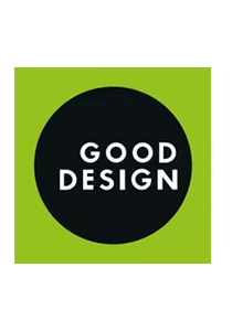 Good Design logo. Links to the award winning products page Good Design section