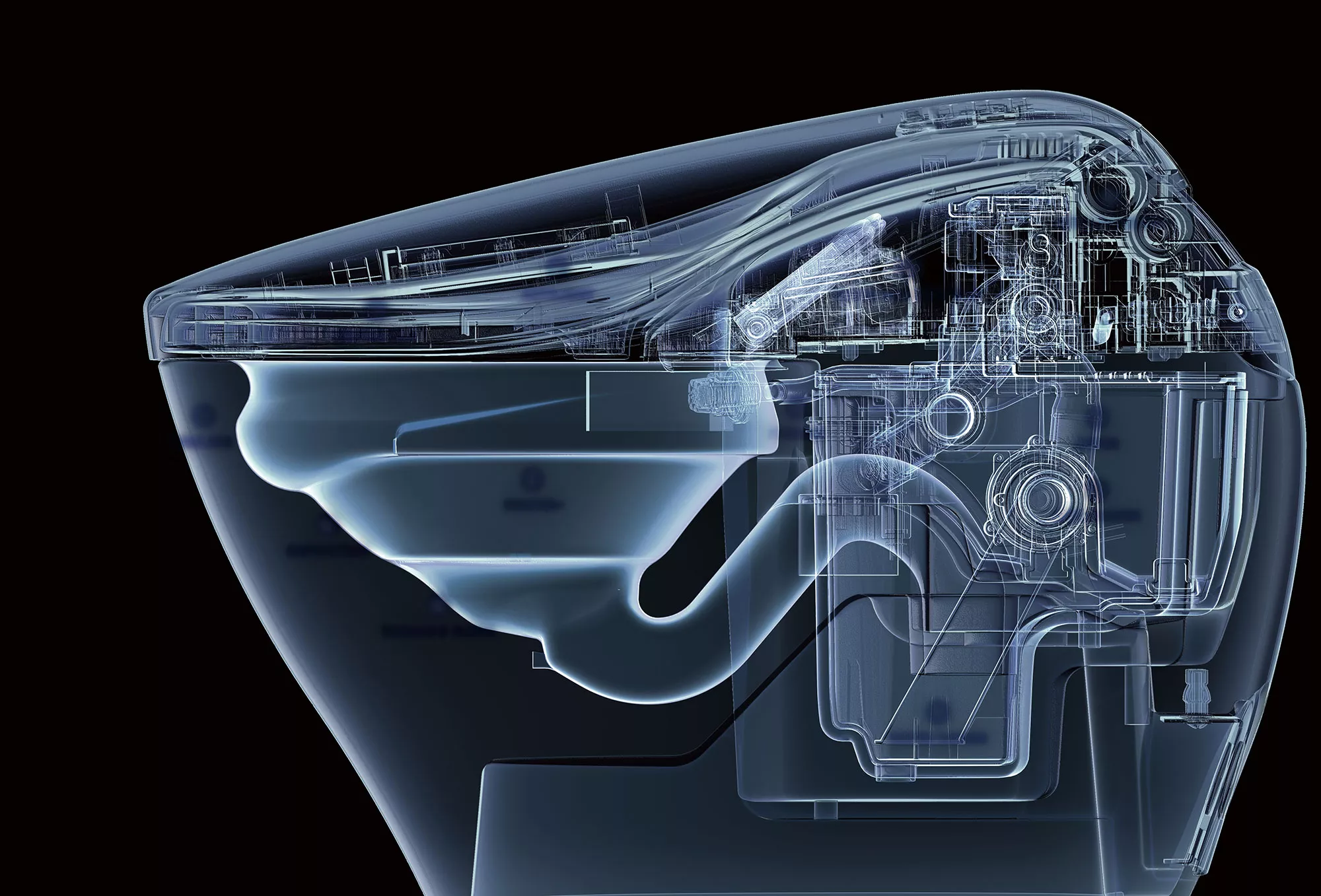 An X-ray view of the NEOREST NX2 reveals its advanced internal systems and streamlined, integrated design.