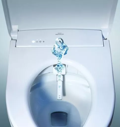 WASHLET+ Bidet Seat with EWATER wand spraying water