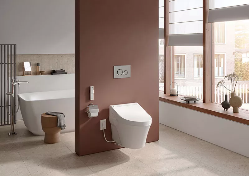 TOTO’s WASHLET C5 bidet seat has a refined and contemporary design, easily integrated into a variety of bathroom decors.