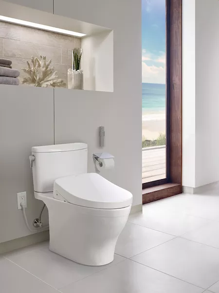 TOTO Nexus toilet in modern bathroom in beach house